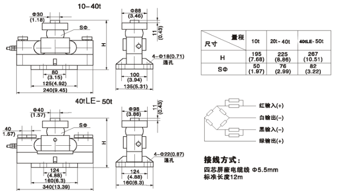 BTA-30T稱重傳感器產品尺寸