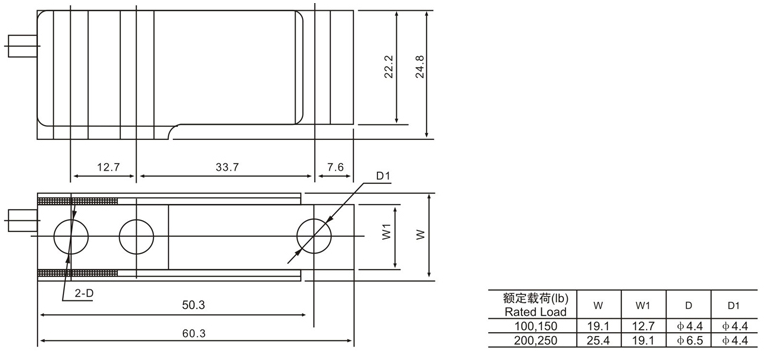 MBB-150lb稱重傳感器尺寸