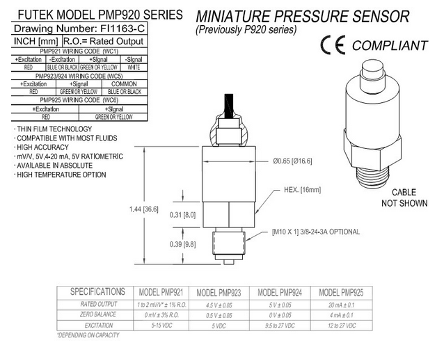 PMP924壓力傳感器結(jié)構(gòu)尺寸