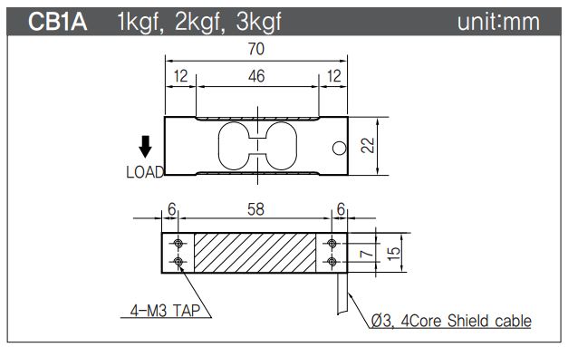 CB1A-2kgf產(chǎn)品尺寸圖