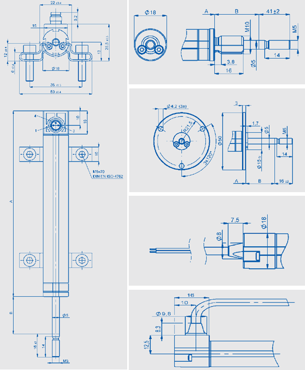 德國(guó)Novotechnik TEX系列直線位移傳感器結(jié)構(gòu)尺寸