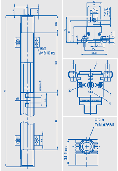 德國Novotechnik TLH系列直線位移傳感器尺寸圖