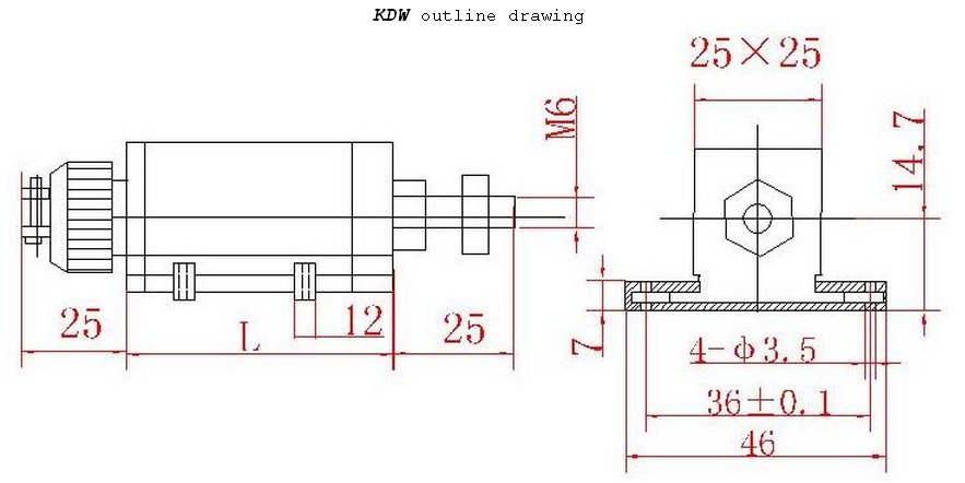 德國VOLFA KDW直線位移傳感器結(jié)構(gòu)尺寸圖