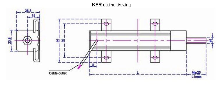 德國(guó)VOLFA KFR系列線性位置傳感器尺寸圖